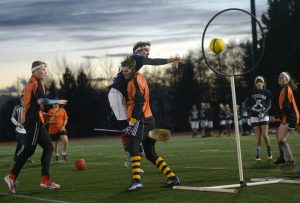 A real life game of Quidditch, a strange sport which is gaining popularity