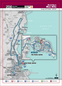 Doha 2016 UCI World Road Championships Men Elite Road Race map
