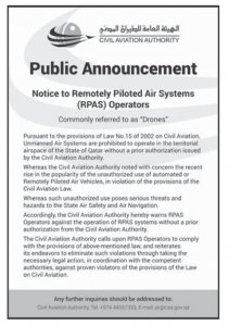  Drone ban announcement - Doha News