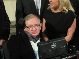 Professor Stephen Hawking at the 2015 BAFTA film awards