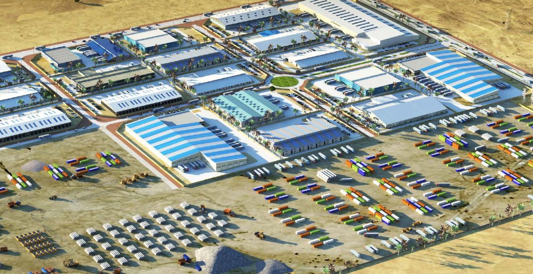 Render of the Jery Al Samur logistics zones in Qatar constructed to attract private sector investors with reduced rental value
