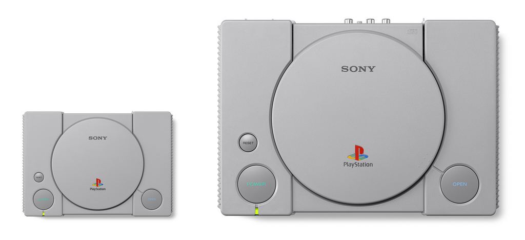 The PlayStation Classic next to the original PlayStation - Sony