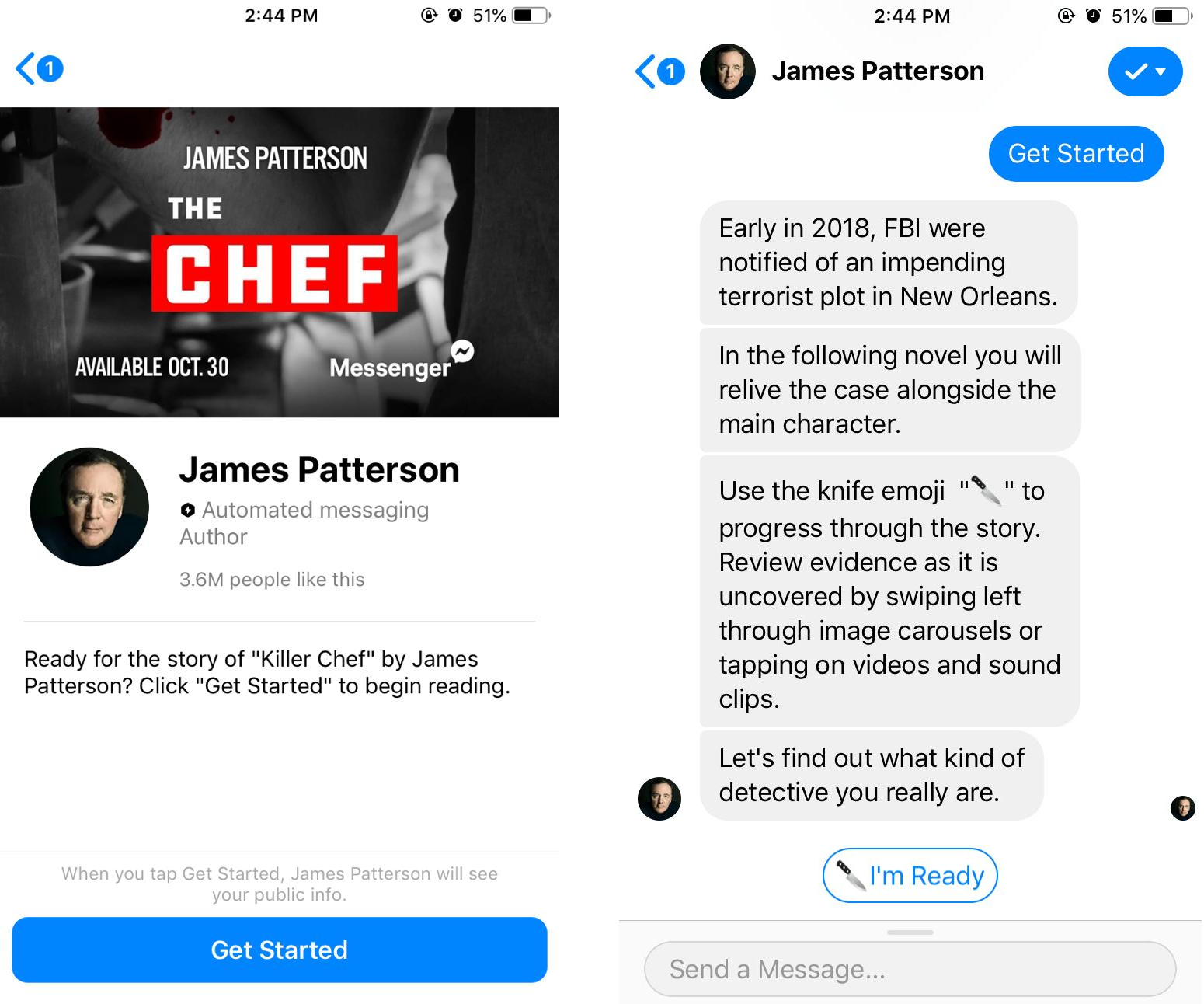 The Chef by James Patterson on Facebook Messenger
