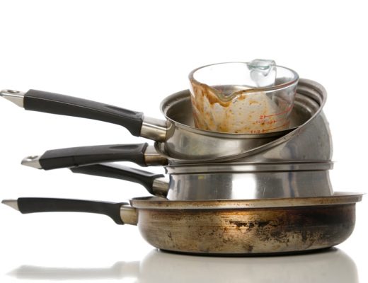 you can remove grease from pots and pans using vinegar and baking soda
