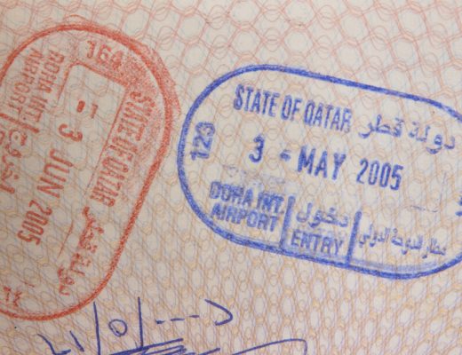 Qatari passport entry and exit stamp