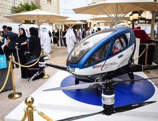 Dubai will start operating drone taxi services using the Ehang 184 - Ehang 184 at the World Government Summit. STRINGER/AFP/Getty Images