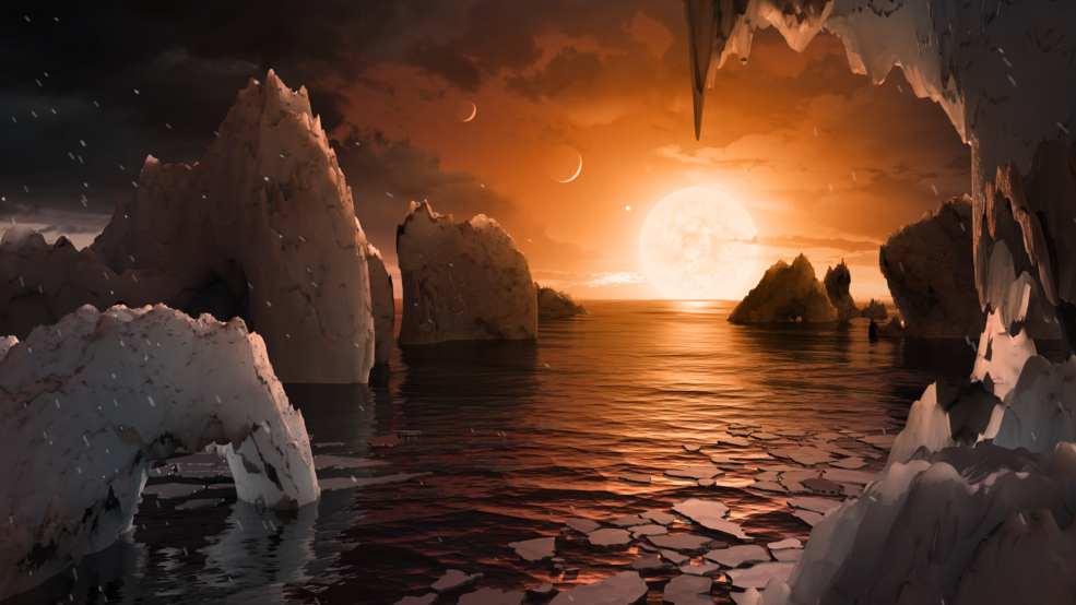 The possible surface of TRAPPIST-1f, one of the newly discovered planets in the TRAPPIST-1 system - Credits NASA / JPL-Caltech