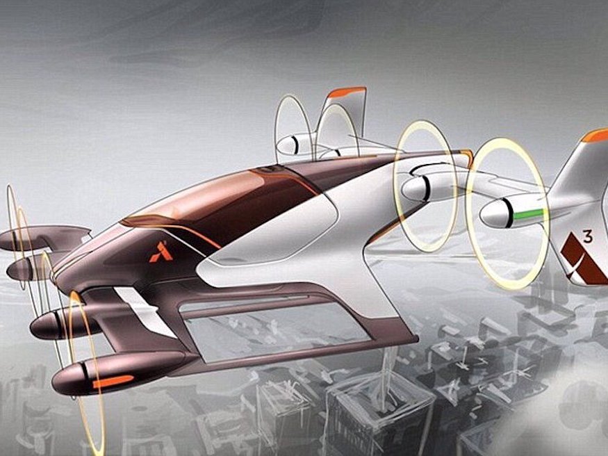 A rendering of a flying car Airbus is building as part of its Project Vahana — Bussiness Insider - Airbus