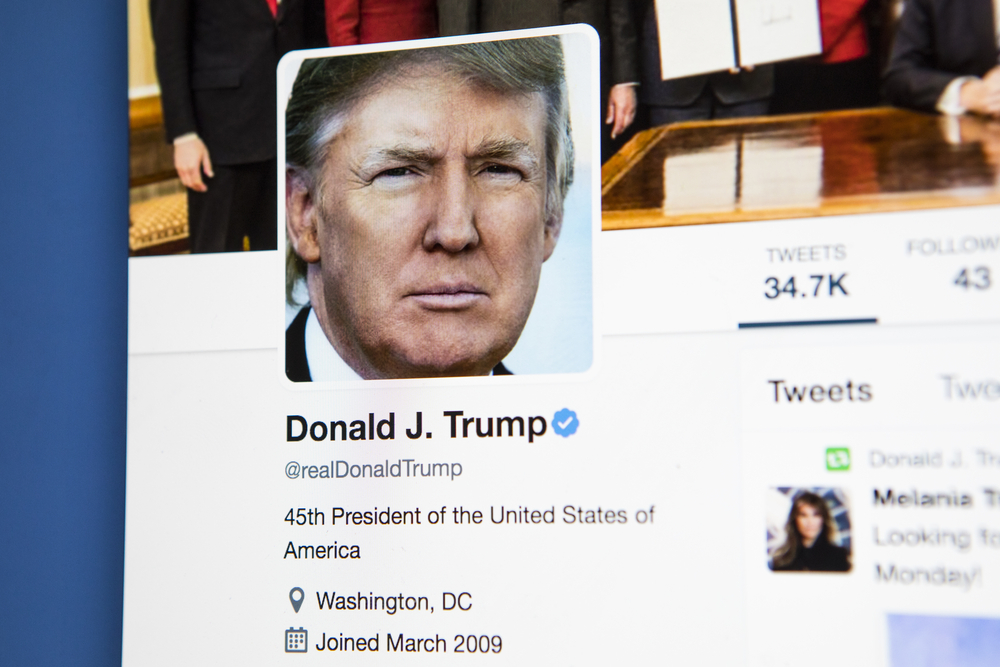 An image of US President Donald Trump's verified twitter profile