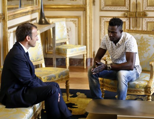 French President Emmanuel Macron met with immigrant hero Mamoudou Gassama to congratulate his heroic act - Independent/AP