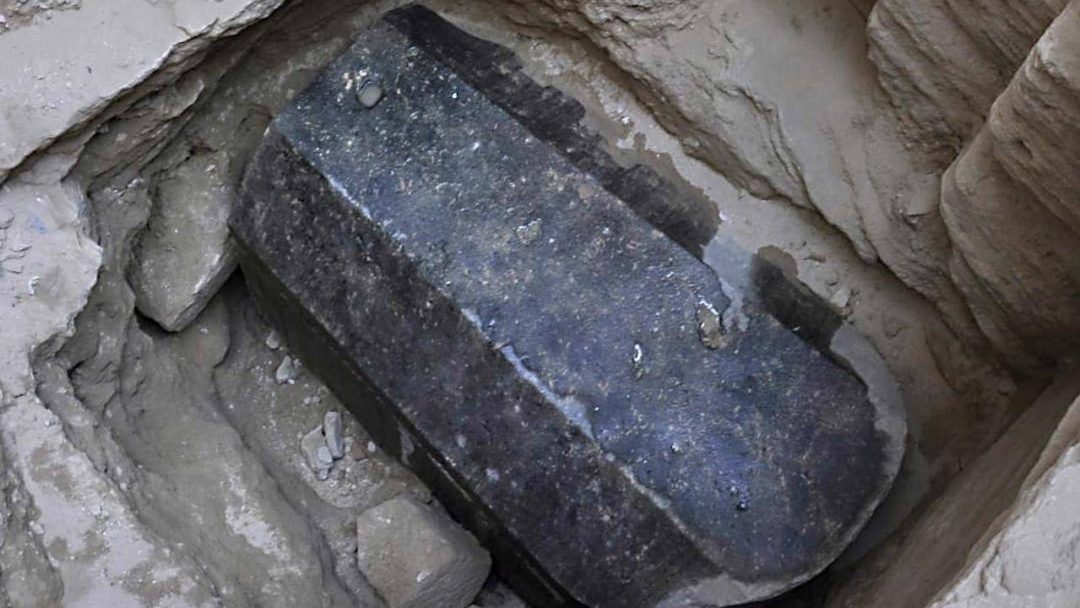 this black sarcophagus is believe to be the one of Alexander the great that ptolemy stole